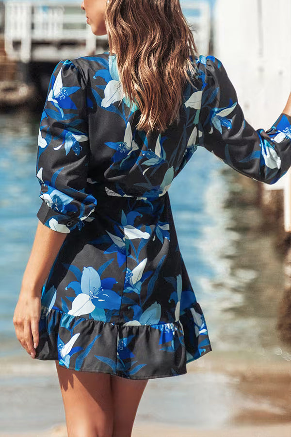 Kaitlynn Tropical Floral Drawstring Cover-Up Dress - Fashionpara