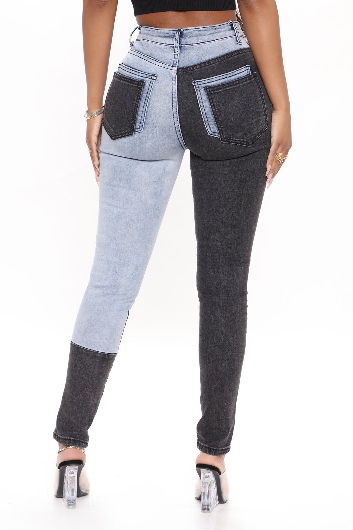 KittenAlarm - A Double Life Two Tone Skinny Jeans - Blue/combo