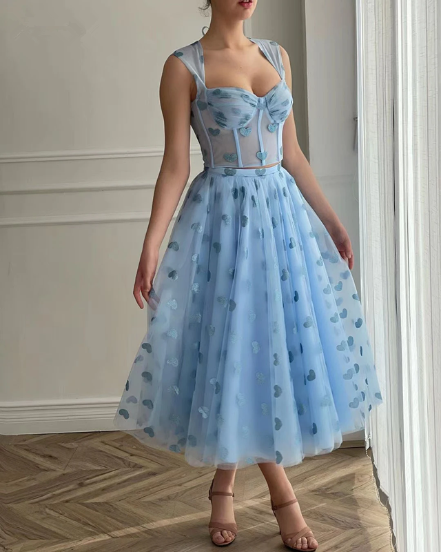 Tea Length Celebrity Dress Sleeveless Summer Dress Evening Dress - Fashionpara