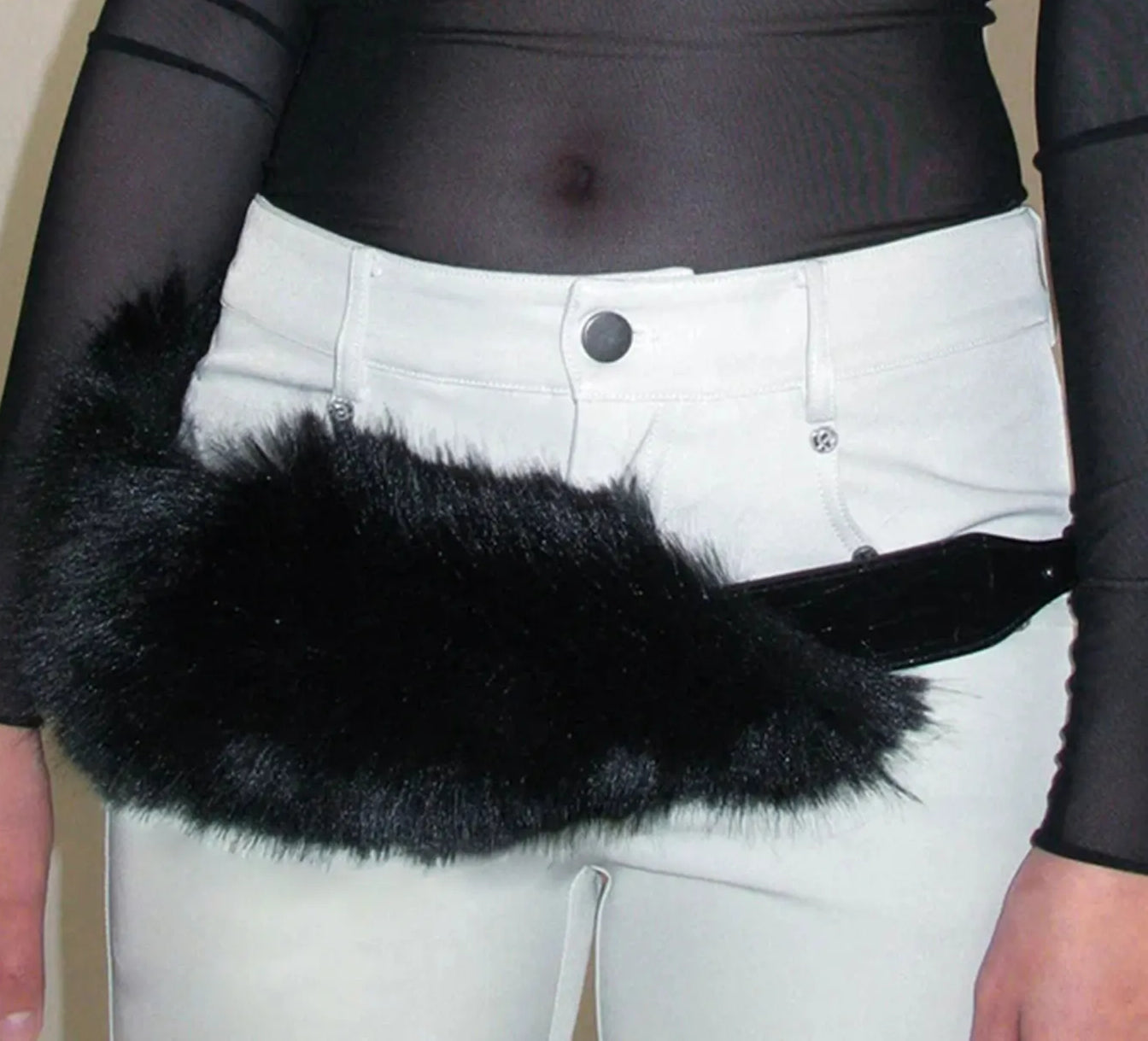 Antique Gothic Hairy Polyurethane Leather Year 2000 Punk Waist Belt