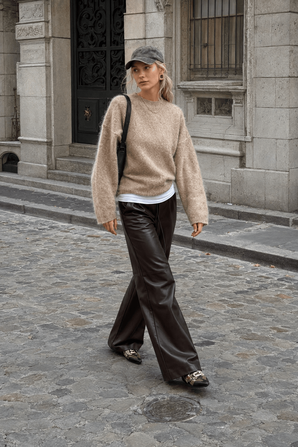 Solid Mohair Soft Knitted Pullover Crewneck Long Sleeve