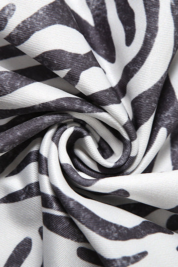 Stylish Zebra Print Halter Slim Maxi Dress