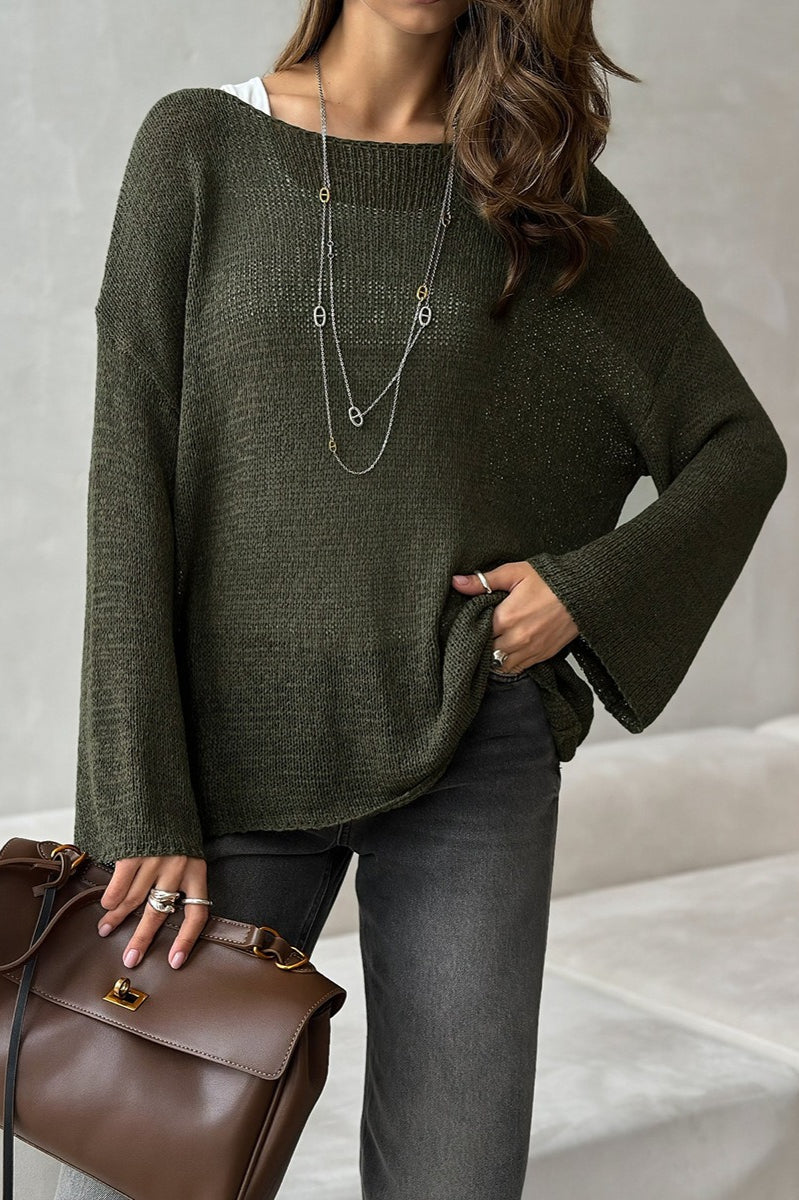 Casual Hollow Knit Pullover Sweater