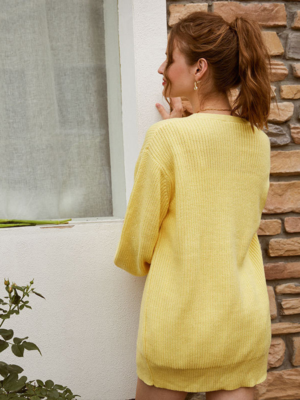 Chic Solid Loose Knit Cardigan for Effortless Style