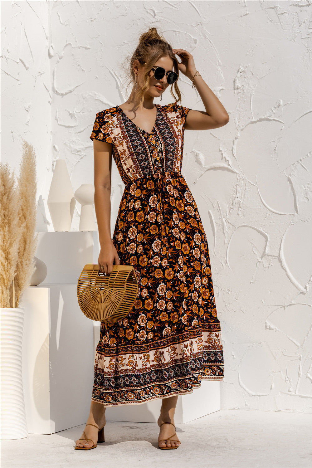 Floral Patchwork Long Dress - Fashionpara