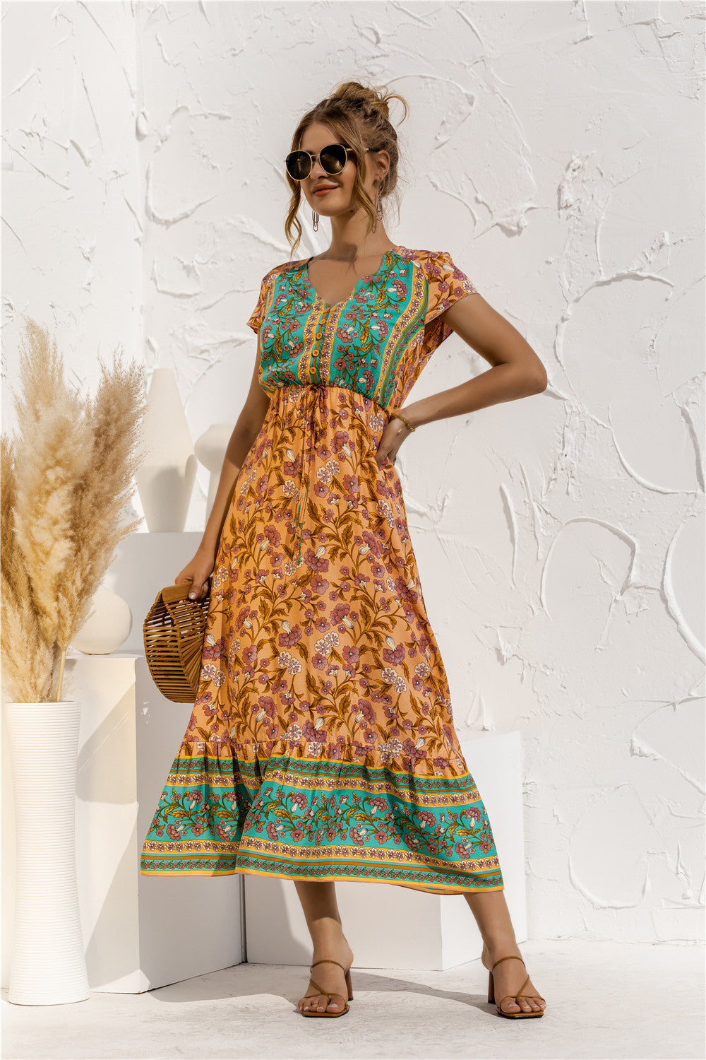 Floral Patchwork Long Dress