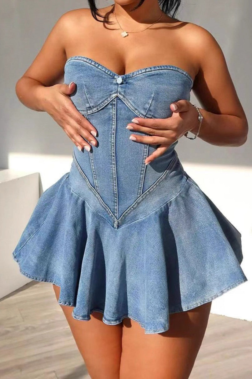 Sleeveless Bodycon Mini Denim Dress