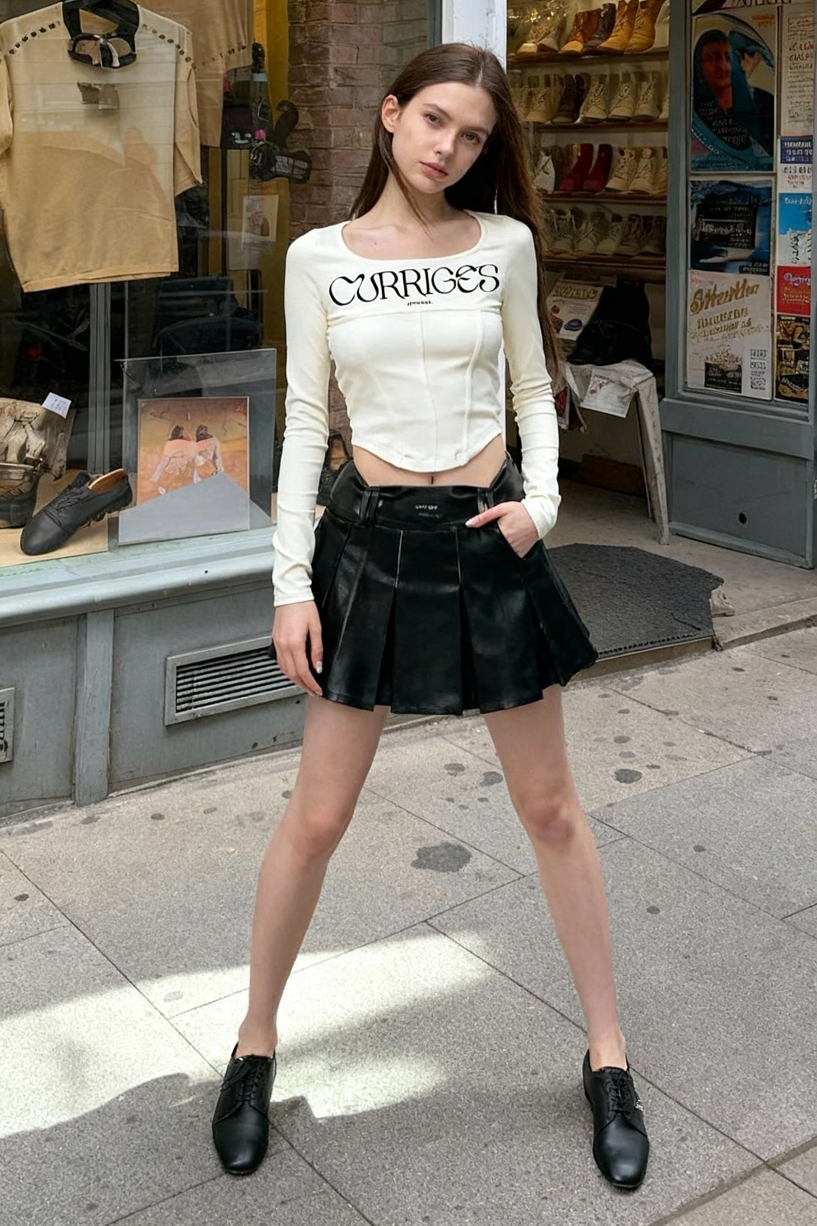 Wide Neck Corset Crop Top