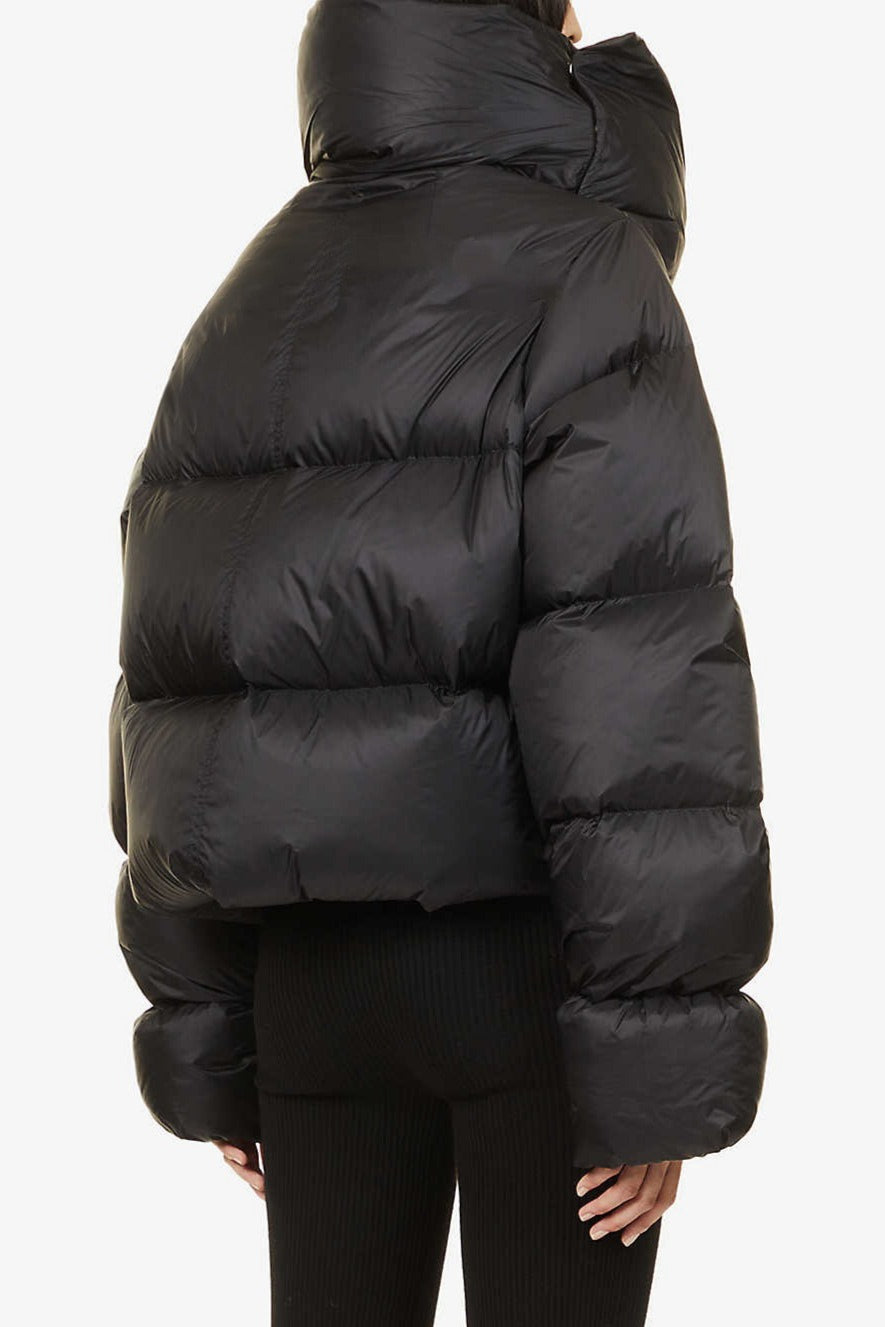 High Neck Scarf Collar Quilted Puffer Jacket
