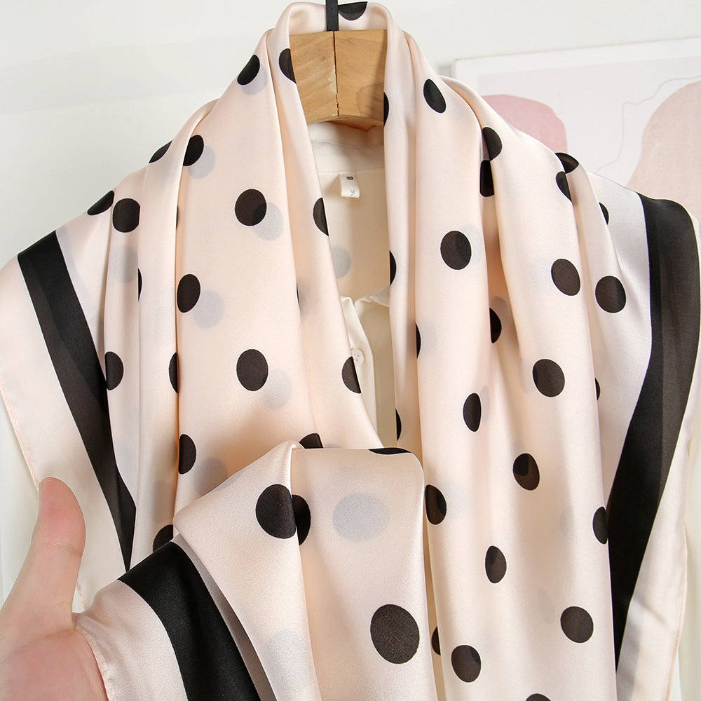 Polka Dot Printed Silk Scarf