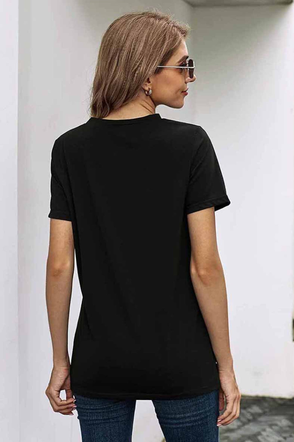 Letter Lip Print Round Neck T-Shirt