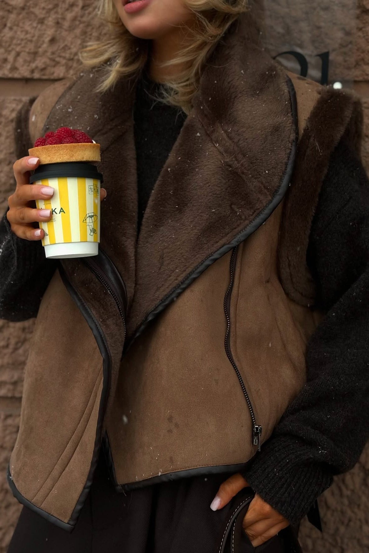 Brown Loose Fit Faux Fur Coat for Stylish Warmth