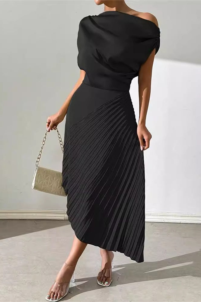 Chic Asymmetric Off Shoulder Ruched Irregular Formal Dress