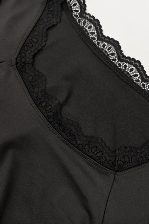 Lace Trim Square Neck Blouse