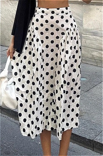 Polka Dot High Waist A-Line Skirt - Fashionpara