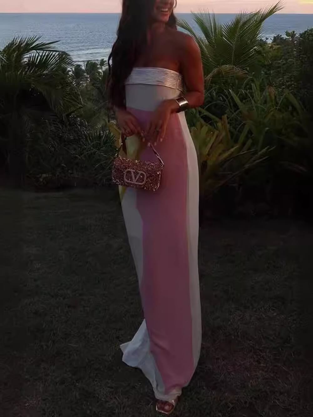 Summer Sexy Chest-Wrapped Printed Floor-Length Maxi Dress - Fashionpara