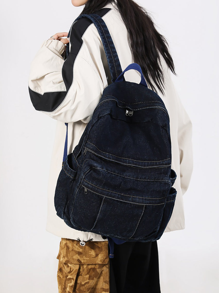 Vintage Denim Spliced Large Capacity Shoulder Bag