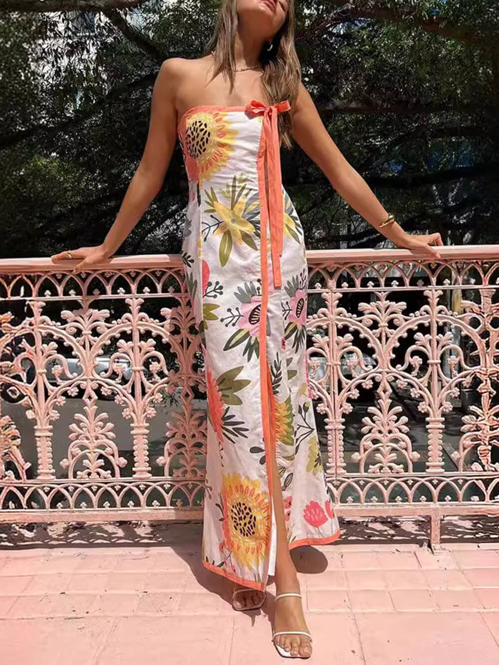 Summer Sexy Split Wrap Printed Dresses - Fashionpara