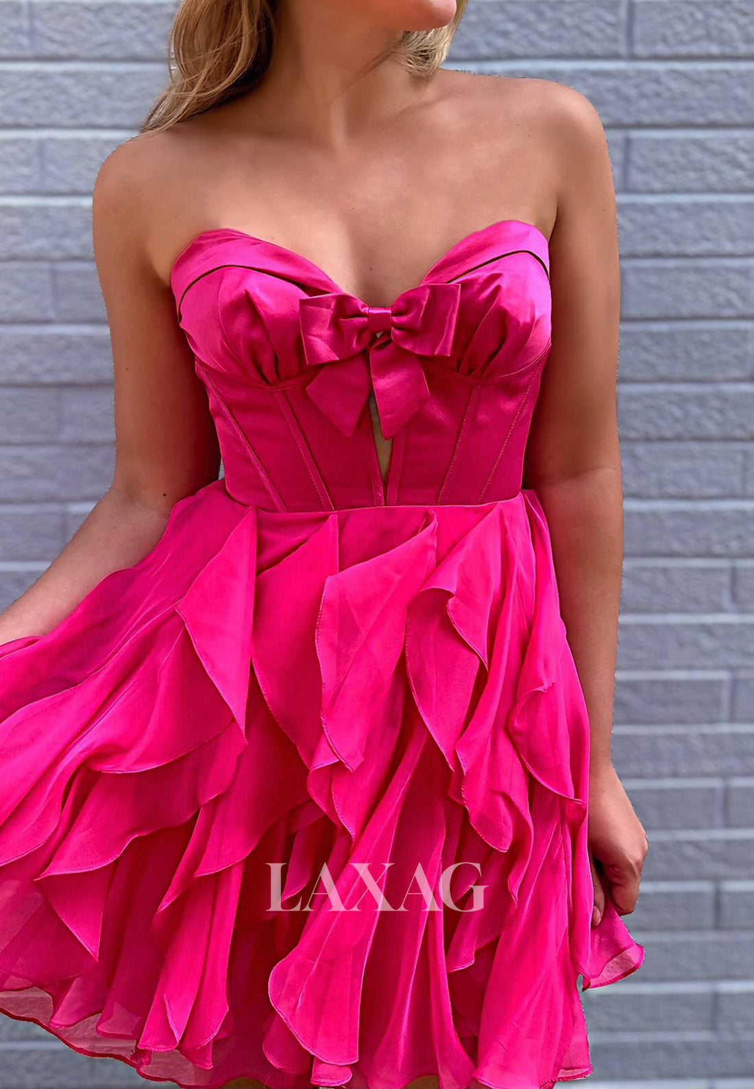 A-Line Off-Shoulder Sweetheart Sleeveless Pleated Chiffon Tiered Party Homecoming Dress