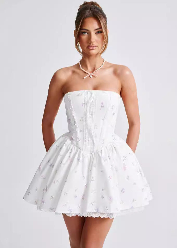 V-Neck Sleeveless Corset Bodycon Mini Cocktail Dress in White