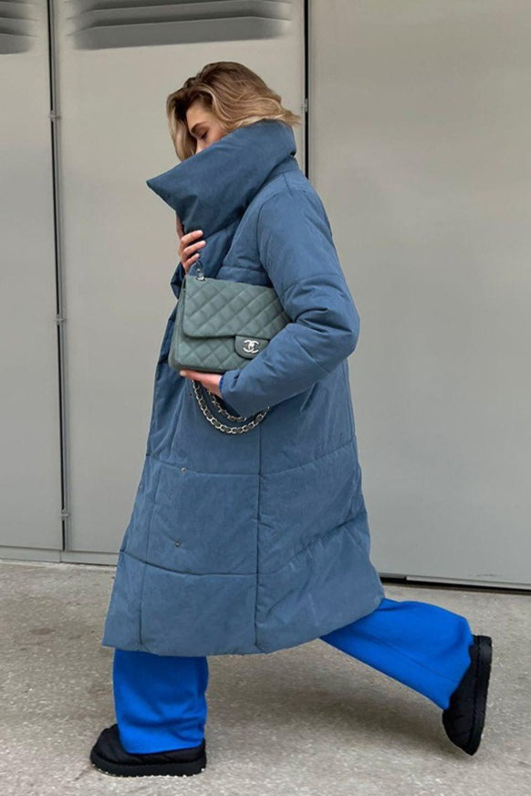 Long Stand Collar Relaxed Quilted Puffer Jacket 20