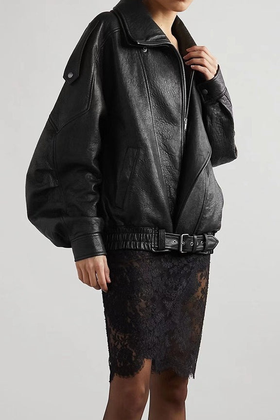 Vintage Genuine Leather Moto Jacket