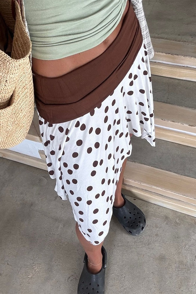 Asymmetrical Polka Dot Slim Skirt - Fashionpara