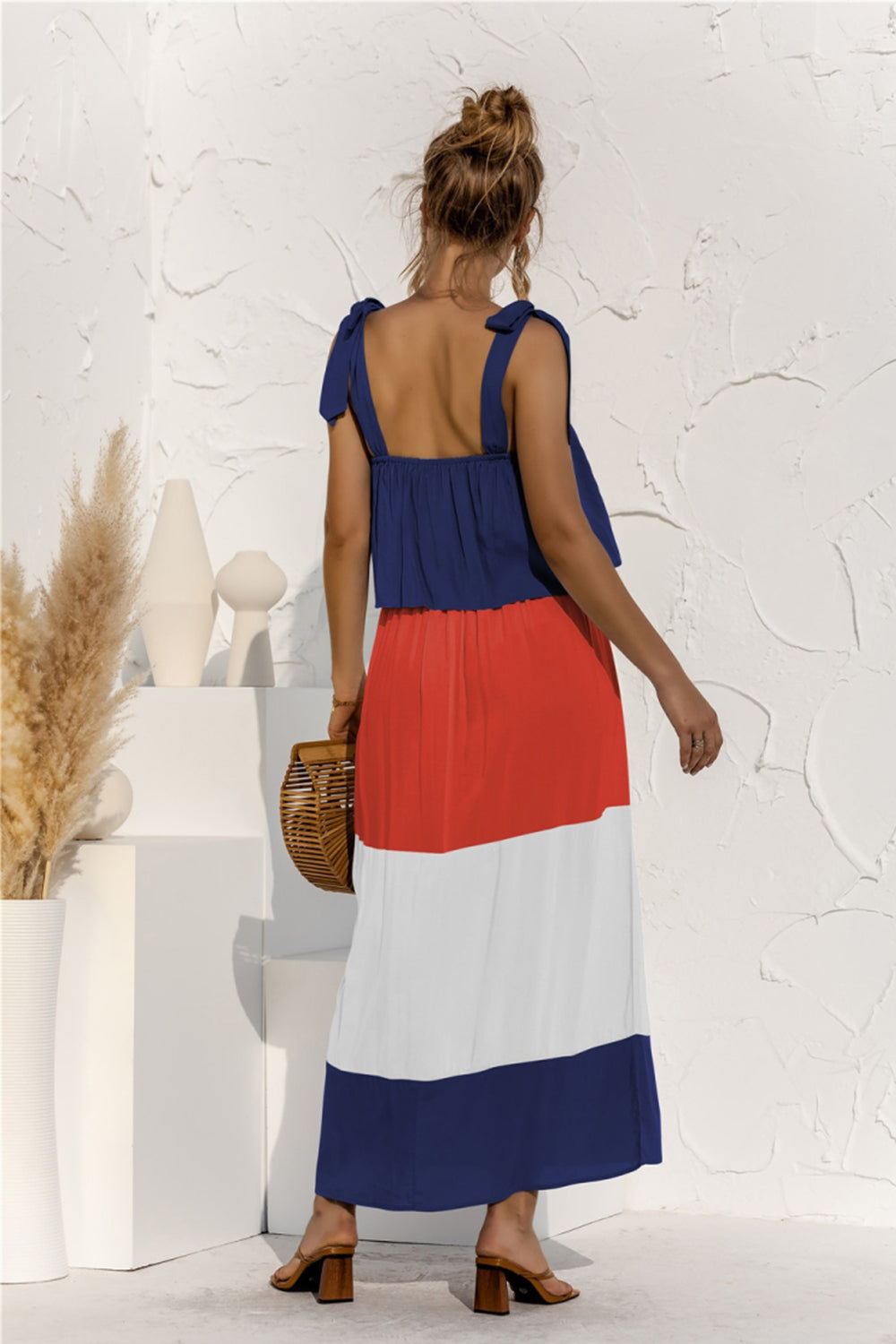 Ruffle Contrast Vacation Dress - Fashionpara