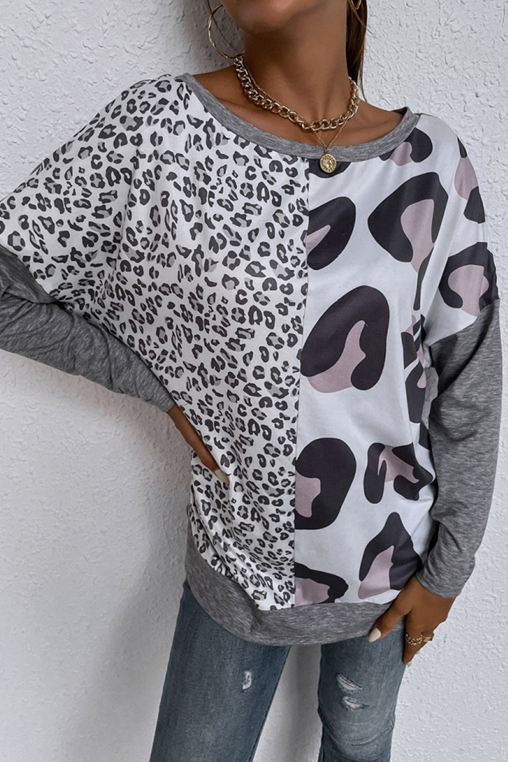 Leopard Print Patchwork T-Shirt