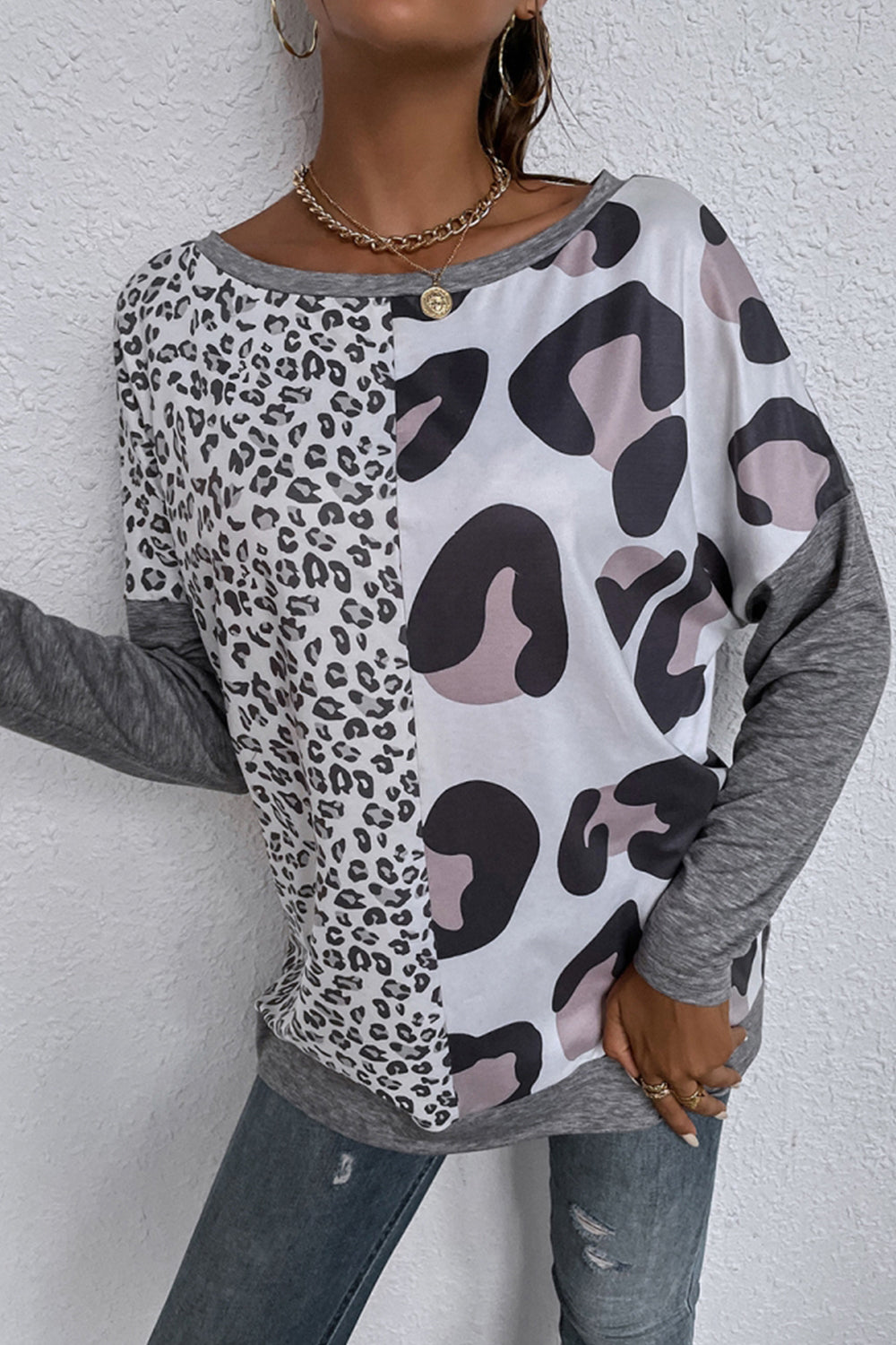 Leopard Print Patchwork T-Shirt