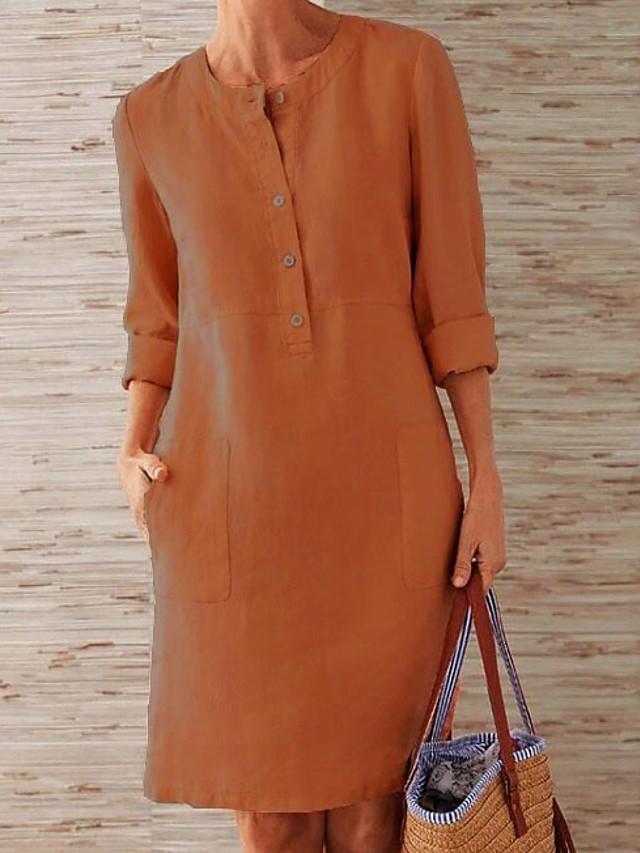 Women's Shift Dress Knee Length Dress - 3/4 Length Sleeve Summer Fall Hot Casual vacation dresses  Fashionpara