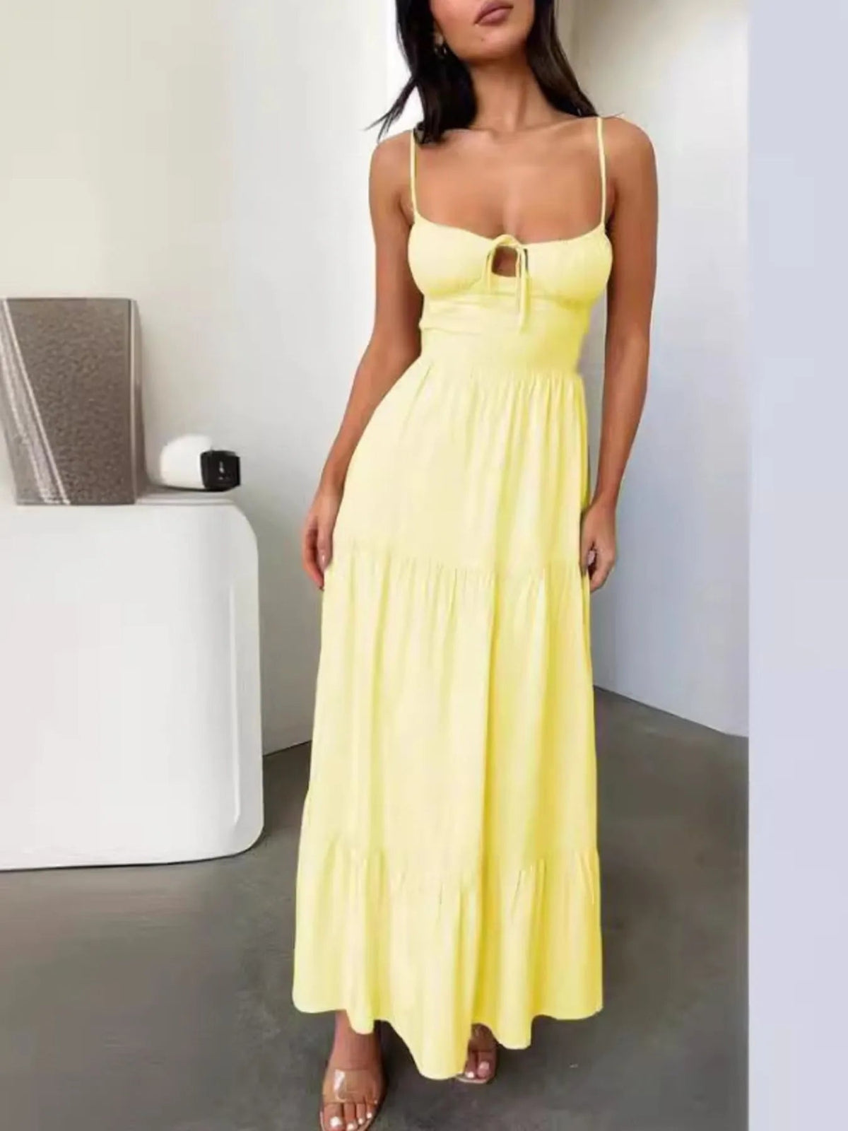 Ludovica Exclusive Strappy Layered Lace Maxi Dress Designer Edit - View 3