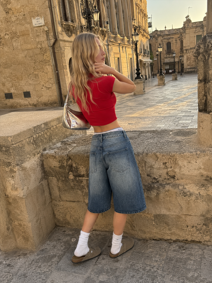 High-Waist Vintage Washed Denim Jeans