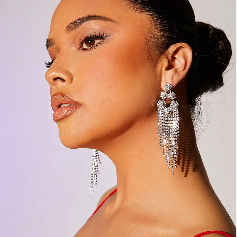 Rhinestone Fringe Earrings