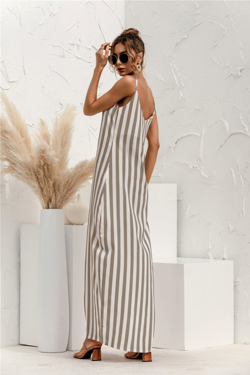 Striped Halter Vacation Maxi Dress