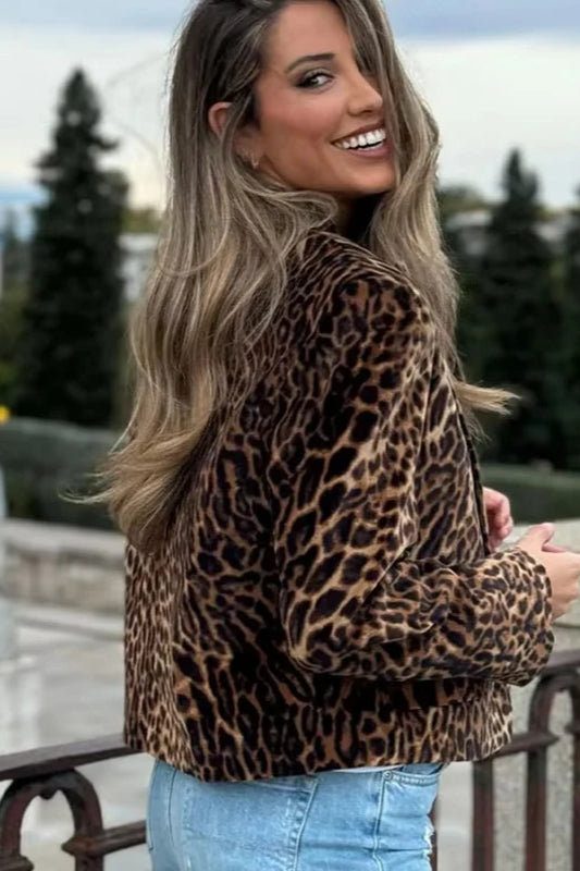 Leopard Velvet Office Blazer