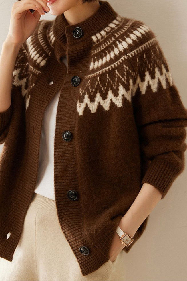 Fair Isle Geometric Knit Cardigan for Timeless Style