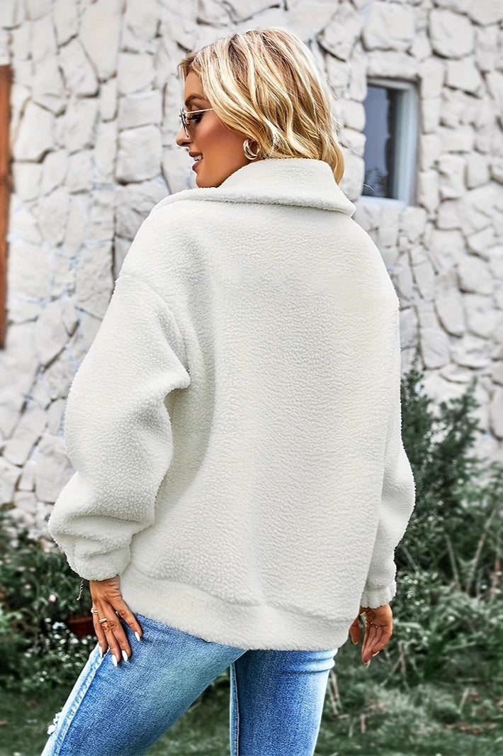 Colorblock Plaid White Wool Coat
