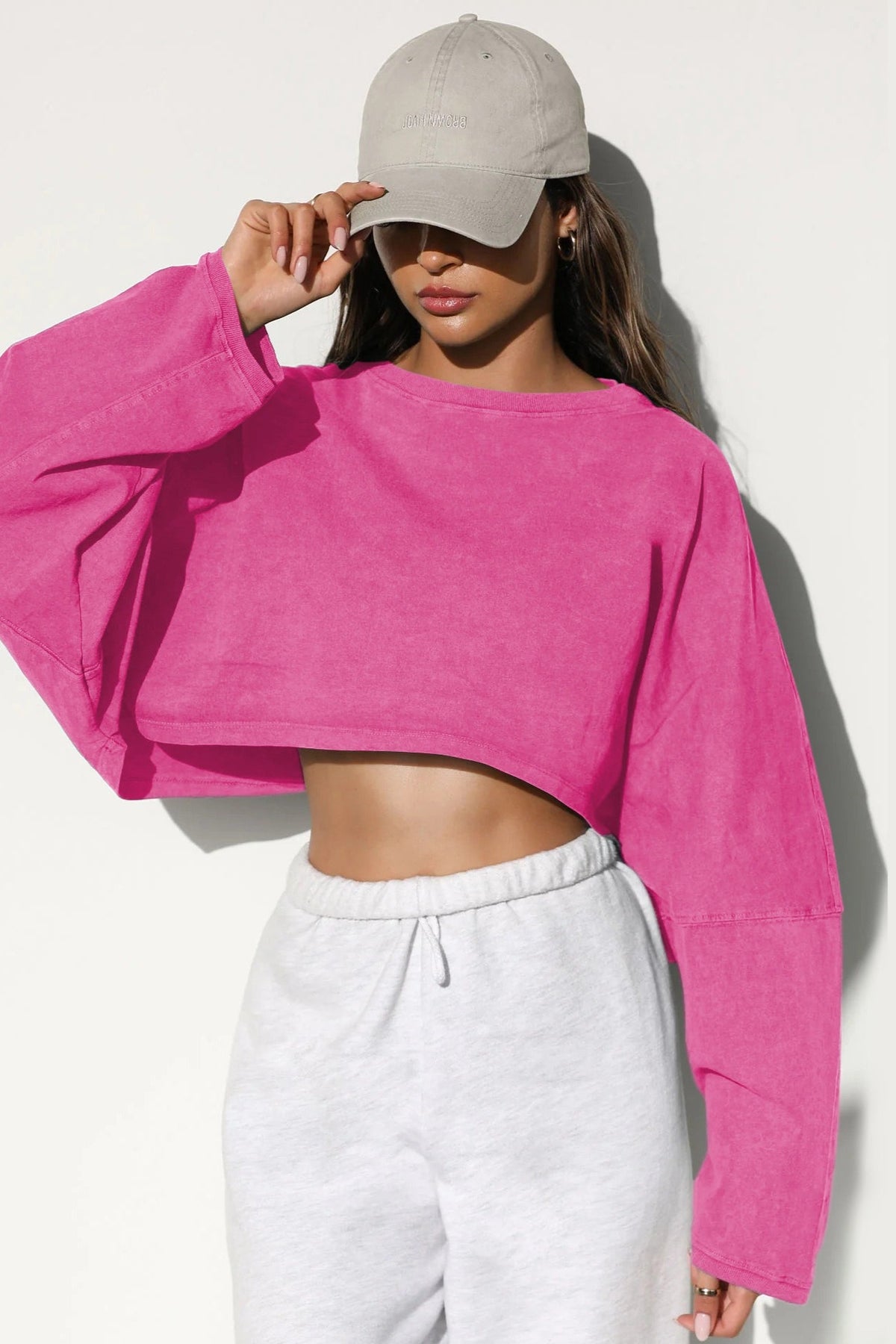 Boxy Crop Crew Neck Sweatshirt