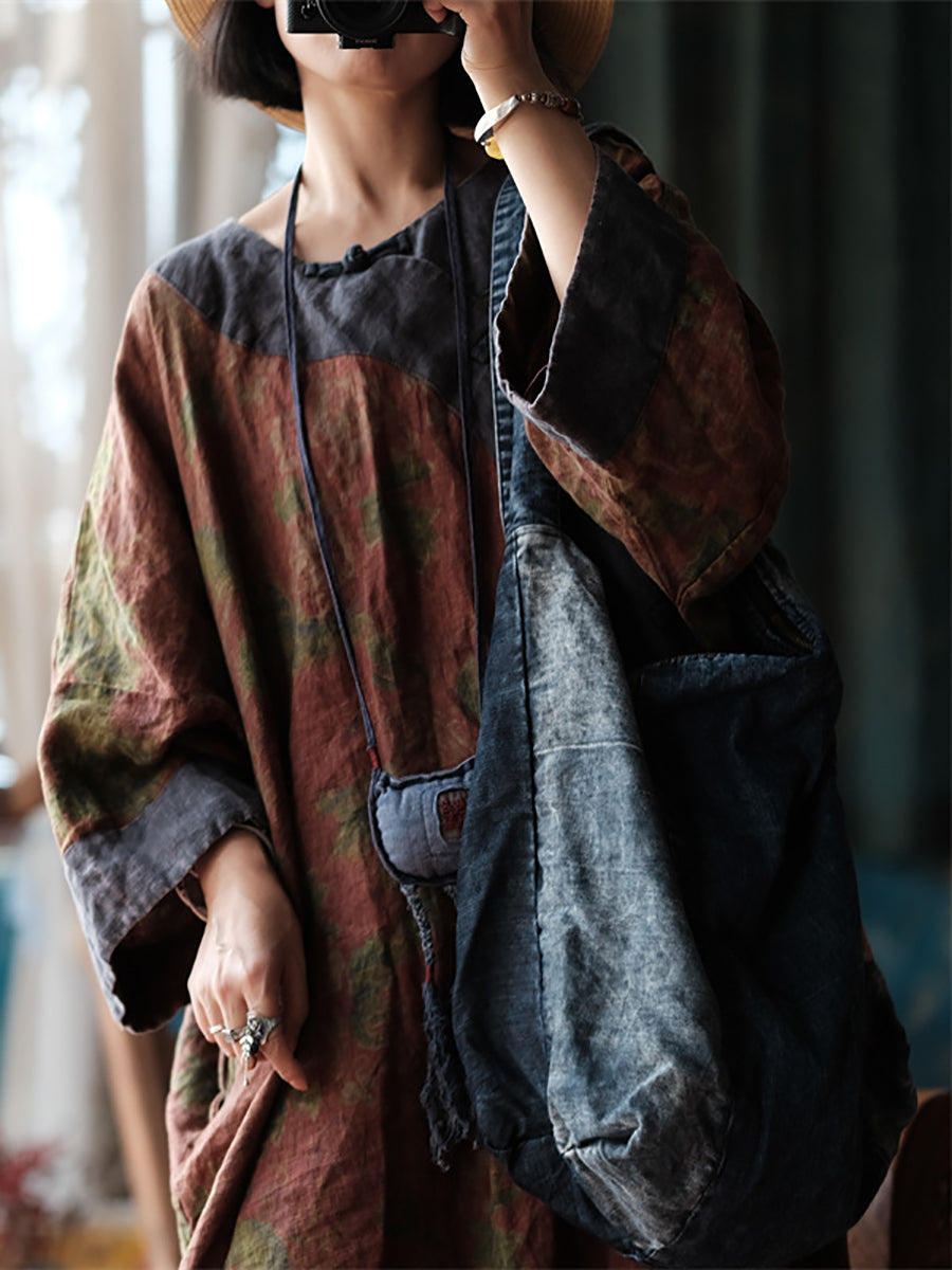 Vintage Denim Spliced Shoulder Bag