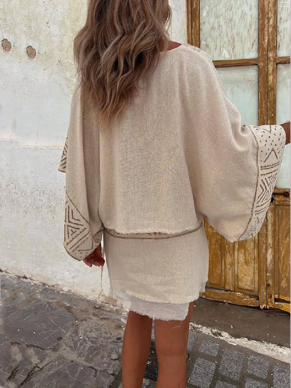 Ethnic Print Wrap Tie Layered Mini Skirt - Fashionpara