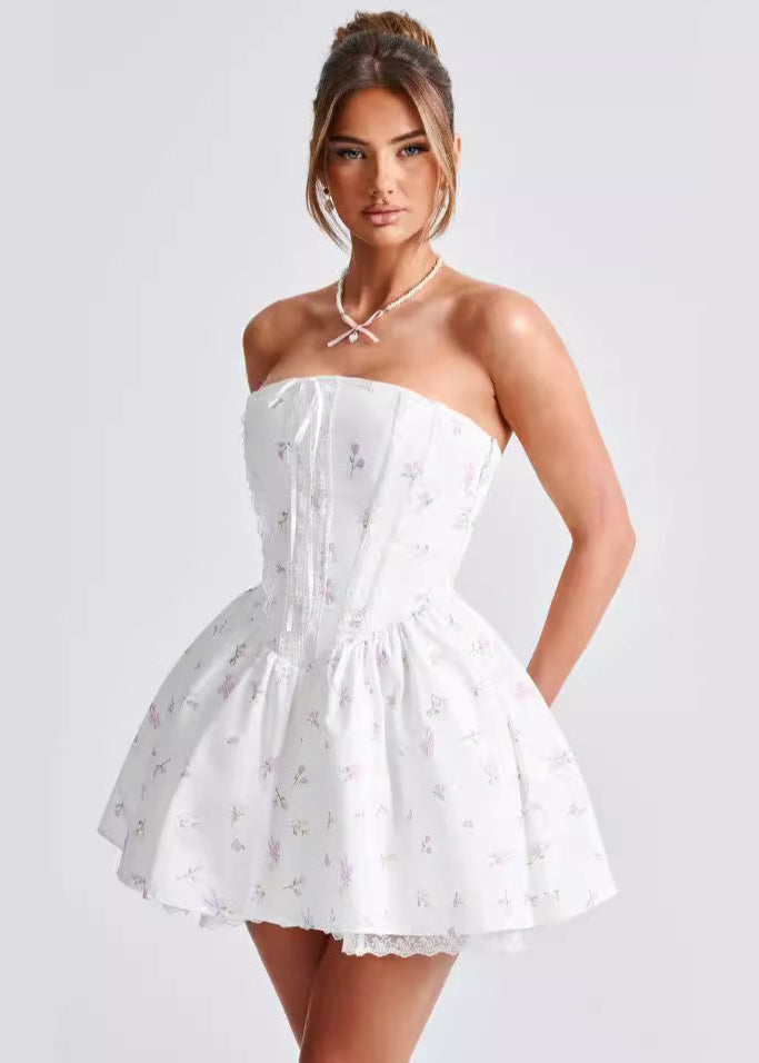 V-Neck Sleeveless Corset Bodycon Mini Cocktail Dress in White - View 3
