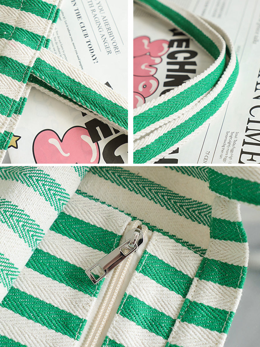 Casual Stripe Shoulder Canvas Bag