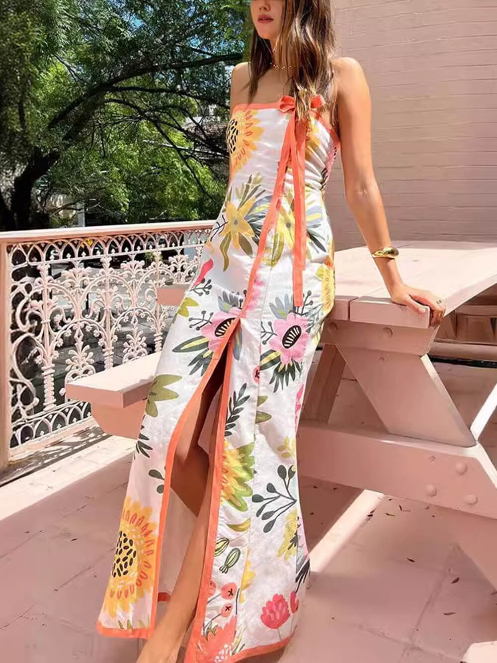 Summer Sexy Split Wrap Printed Dresses - Fashionpara