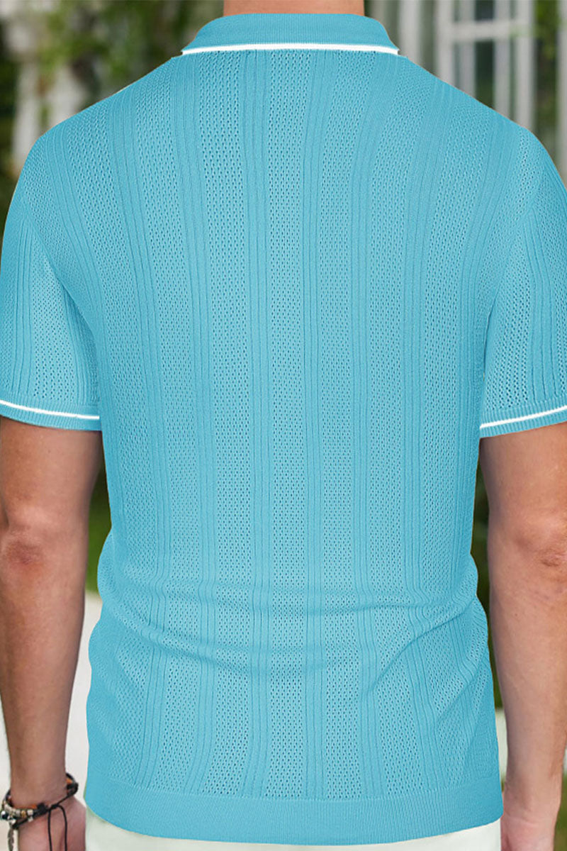 Uniqshe Men's Icy Silk Short Sleeve Cardigan Sweater