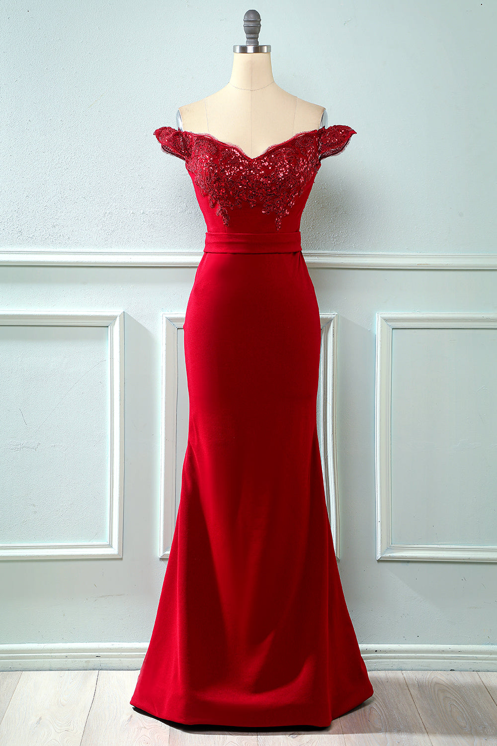 Off Shoulder Sequins Mermaid Prom Dress - Fashionpara