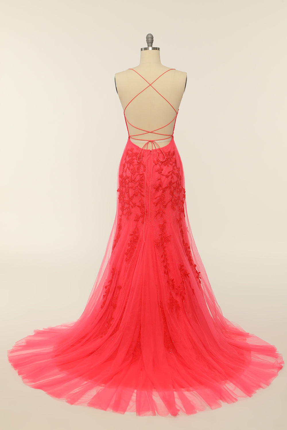 Mermaid Blue Long Prom Dress Backless Evening Dress