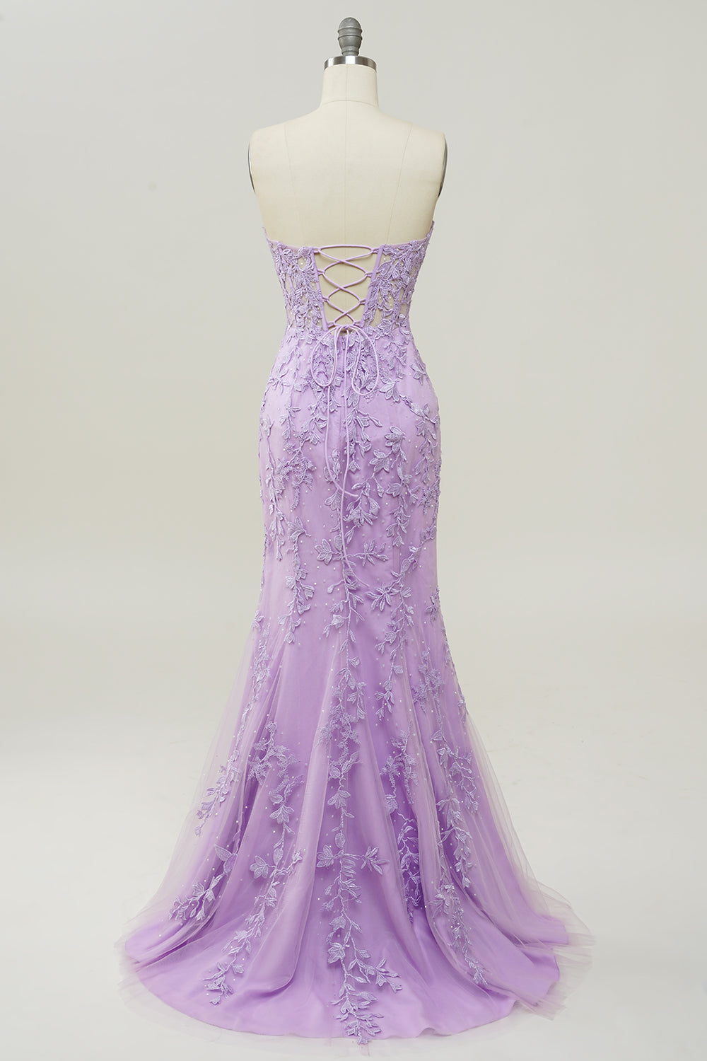 Purple Sweetheart Neck Mermaid Prom Dress With Appliques - Fashionpara