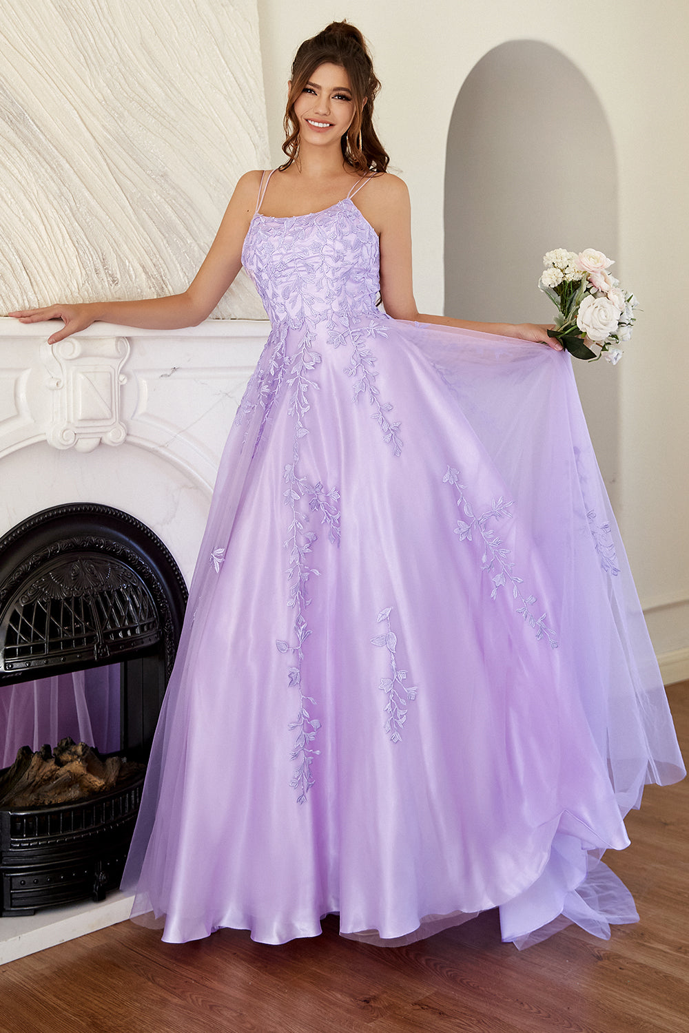 Elegant Lavender A-line Prom Dress - Fashionpara