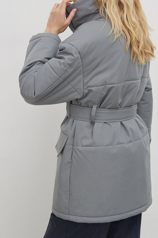 Longline Cotton Tie Waist Puffer Jacket 5